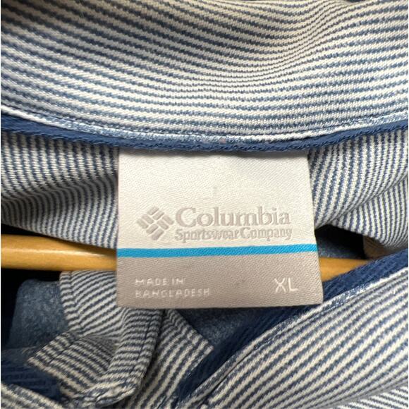 Columbia Mens Sportswear Polo Golf Shirt Blue Striped Size XL 100% Polyester - Picture 7 of 10